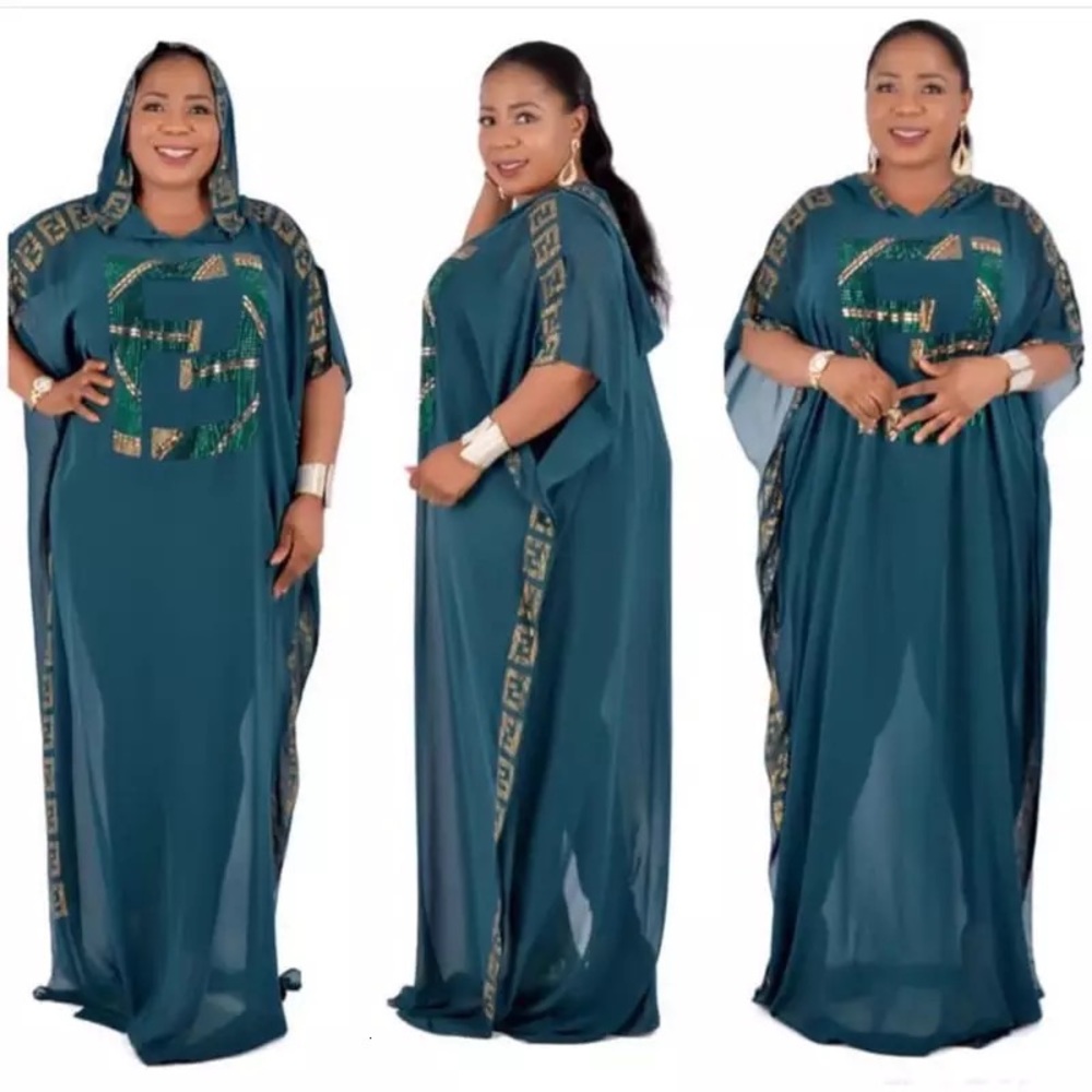 Chiffon Kaftan with stones in front
